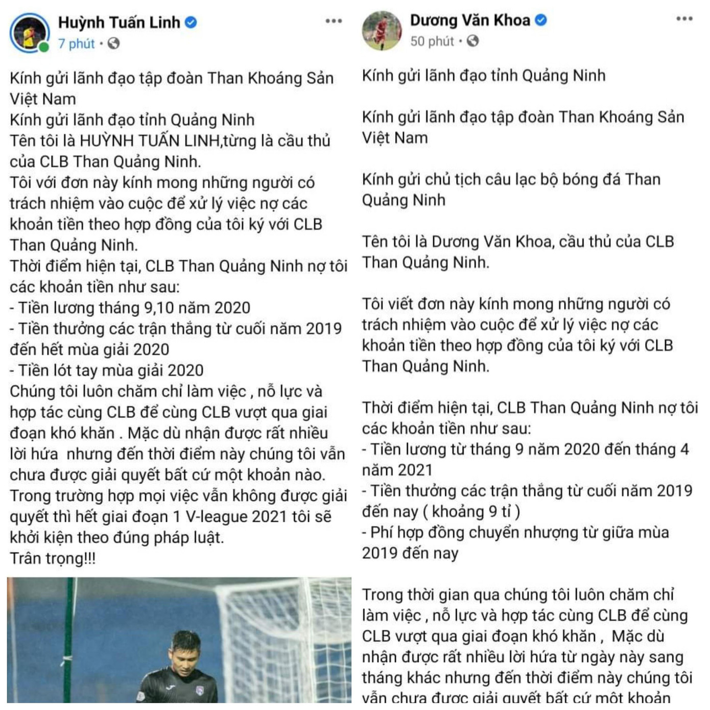 Các cầu thủ đồng loạt đăng tâm thư lên facebook đòi tiền lương Các cầu thủ đồng loạt đăng tâm thư lên facebook đòi tiền lương