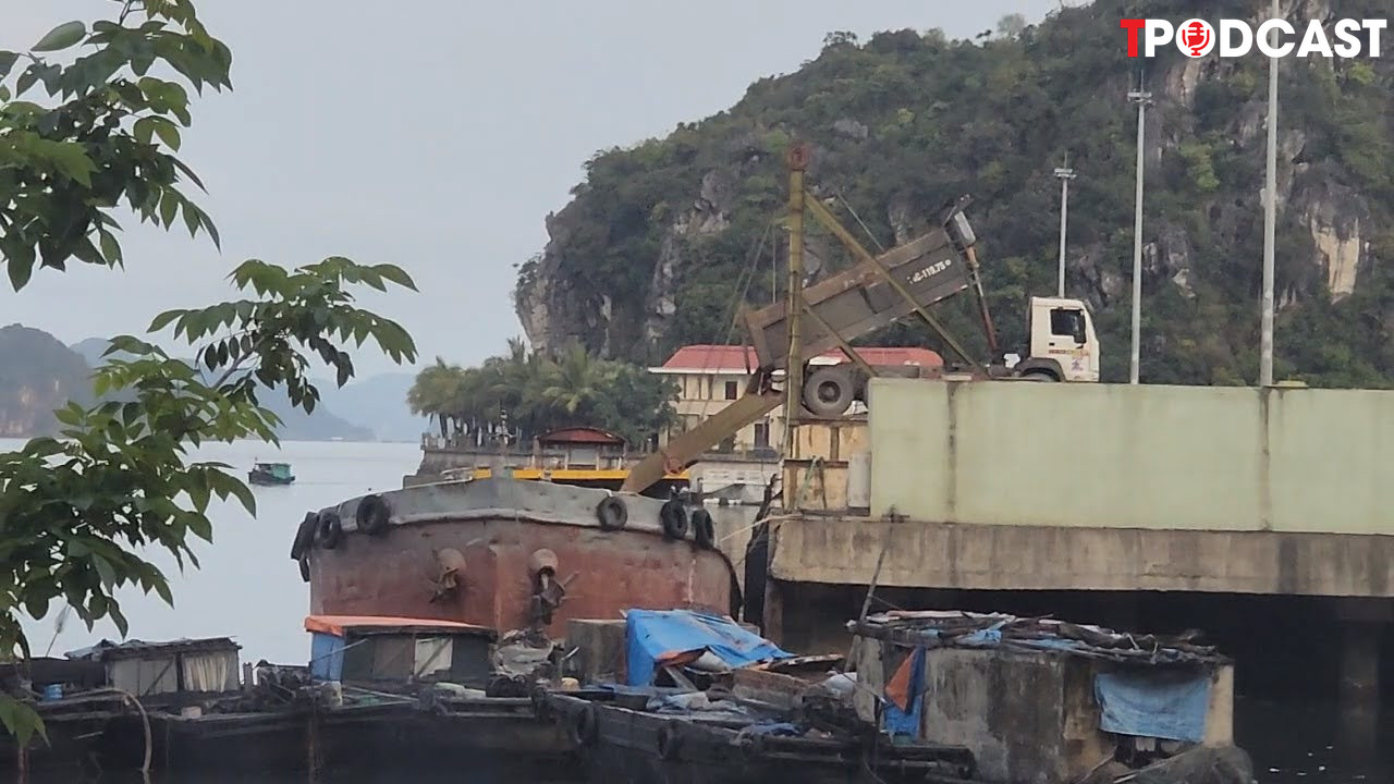 Xe hổ vồ xuống hàng tại cảng Lương Ngọc, TP Cẩm Phả.