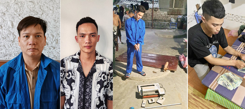 Các đối tượng bị bắt giữ và tang vật vụ án. Các đối tượng bị bắt giữ và tang vật vụ án.