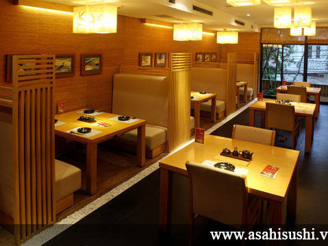Không gian thân thiện và ấm cúng của nhà hàng Asahi