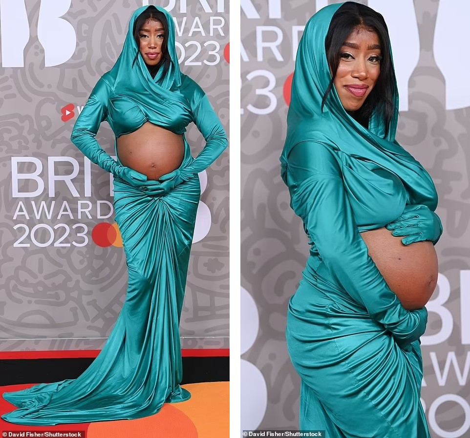 Ca/nhạc sĩ Kamille có tên trong danh sách sao mặc xấu vì chi tiết khoét váy lộ bụng bầu. Ảnh: Shutterstock.