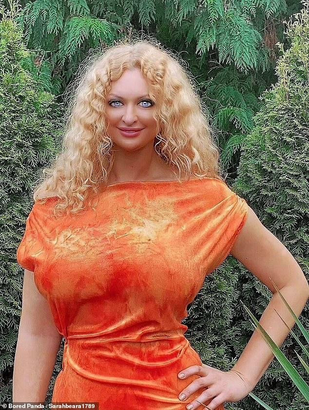 Không chỉ photoshop cho phần đầu nhỏ hơn hẳn so với cơ thể, người phụ nữ Mỹ này còn tự tạo cho mình đôi mắt như trong truyện tranh.