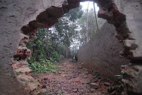 Bức tường bao bị đục để chuyển vật liệu