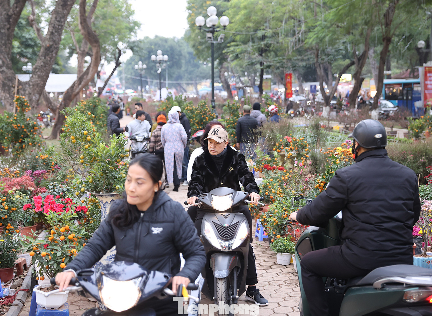 Người dân đi chơi chợ Tết, có thể mua sắm những cây quất cảnh, hoa tươi, hoa đào và đồ trang trí, đồ giả cổ, hoa lụa.