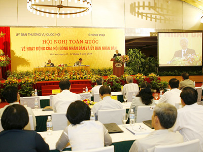 Việc bỏ HĐND quận, huyện, phường vẫn chưa ngã ngũ tại Hội nghị toàn quốc về HĐND và UBND các cấp. Ảnh: TTXVN