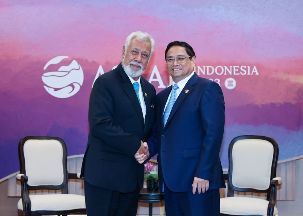 Thủ tướng Phạm Minh Chính và Thủ Tướng Timor-Leste Xanana Gusmao. Ảnh: Dương Giang Thủ tướng Phạm Minh Chính và Thủ Tướng Timor-Leste Xanana Gusmao. Ảnh: Dương Giang