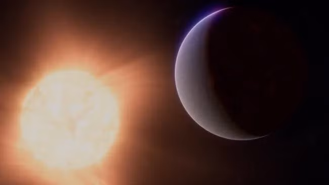 Mô phỏng về 55 Cancri e, có thể là ngoại hành tinh đá đầu tiên được xác nhận có bầu khí quyển. (Ảnh: Phòng thí nghiệm Động cơ phản lực của NASA)