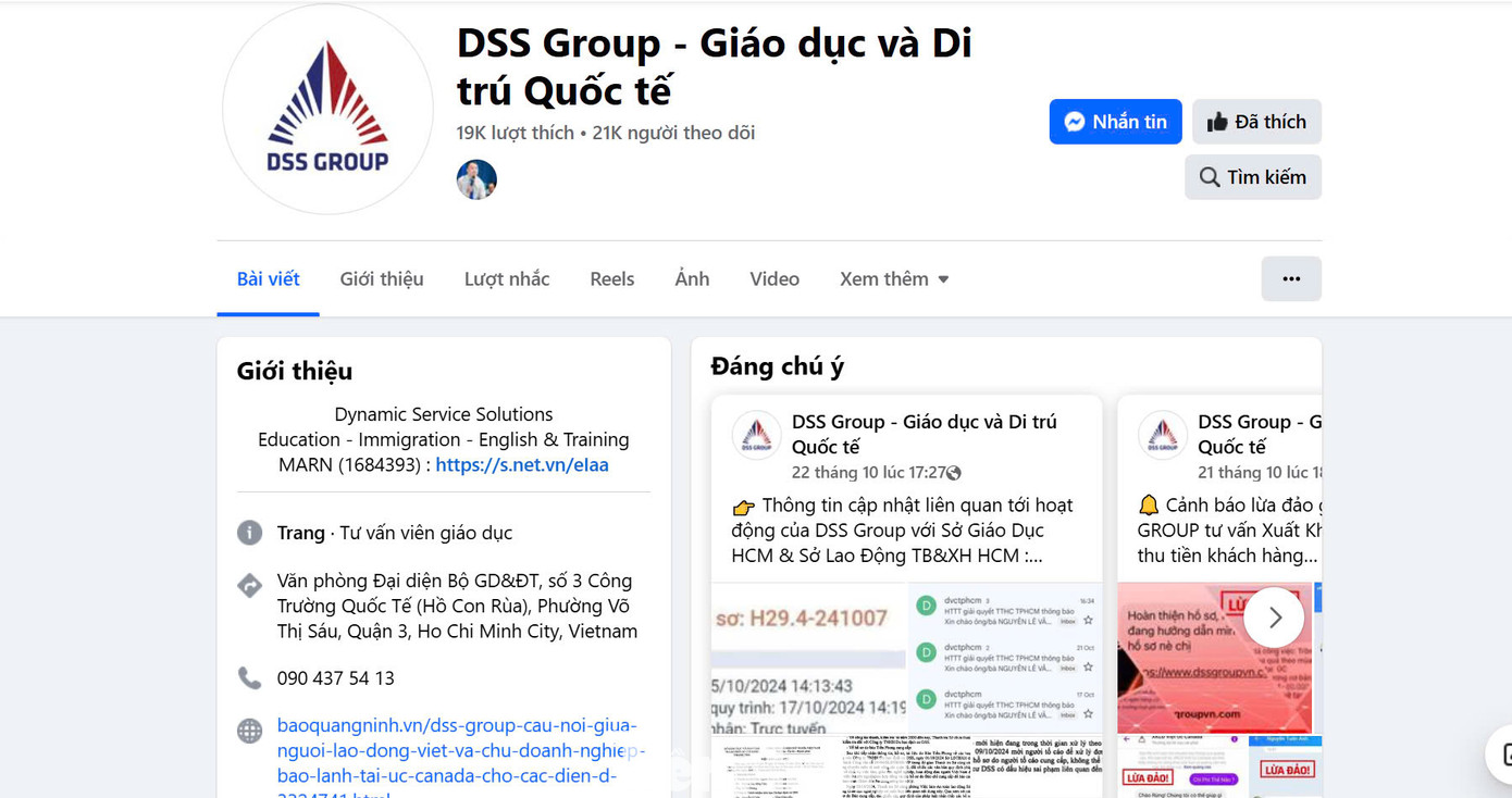 DSS Việt Nam bị Sở GD&ĐT xử phạt vì hoạt động sai địa chỉ Số 3 Công trường Quốc Tế, phường Võ Thị Sáu, Quận 3, TPHCM (đây là Văn phòng Đại diện Bộ GD&ĐT hiện do Trung tâm Phát triển GD&ĐT phía Nam quản lý). DSS Việt Nam bị Sở GD&ĐT xử phạt vì hoạt động sai địa chỉ Số 3 Công trường Quốc Tế, phường Võ Thị Sáu, Quận 3, TPHCM (đây là Văn phòng Đại diện Bộ GD&ĐT hiện do Trung tâm Phát triển GD&ĐT phía Nam quản lý).