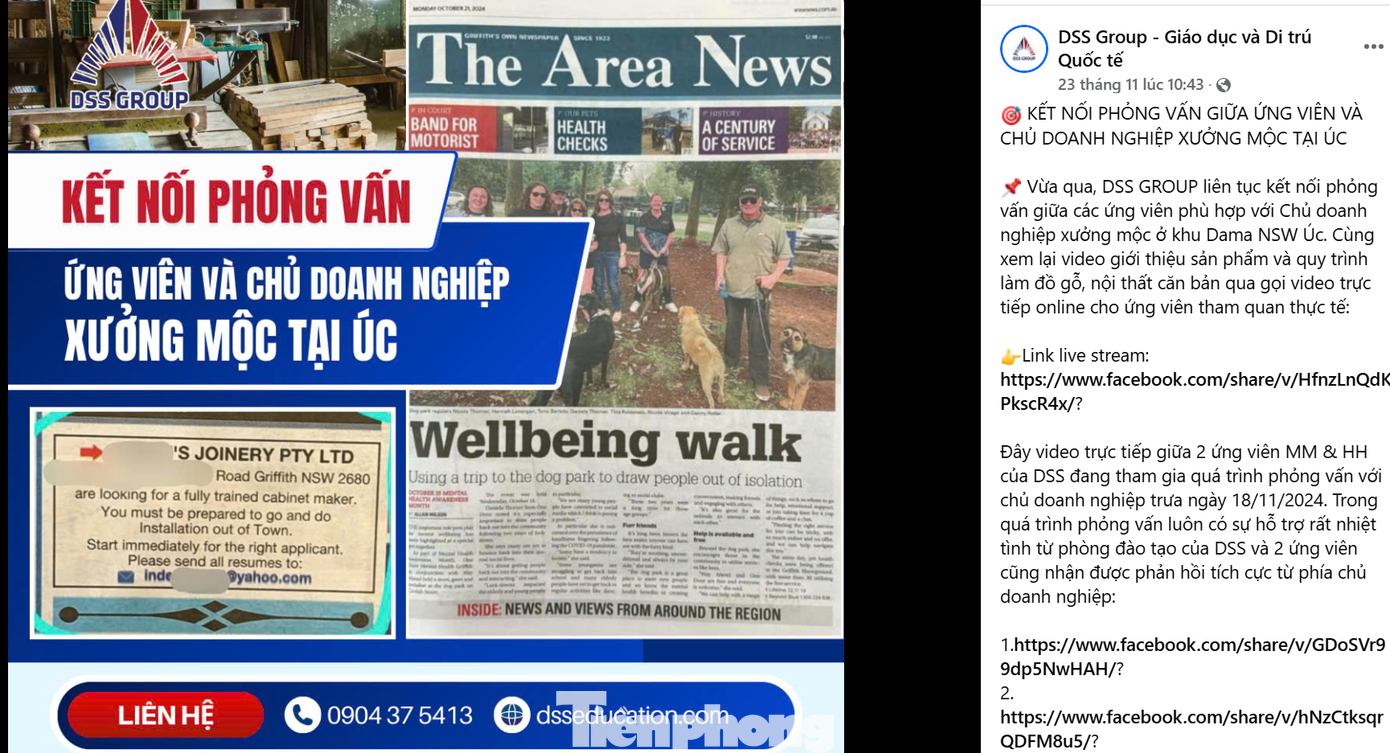 DSS liên tục tổ chức các buổi liverstream xuyên biên giới kết nối người Việt với chủ doanh nghiệp Úc để tư vấn, giới thiệu việc làm