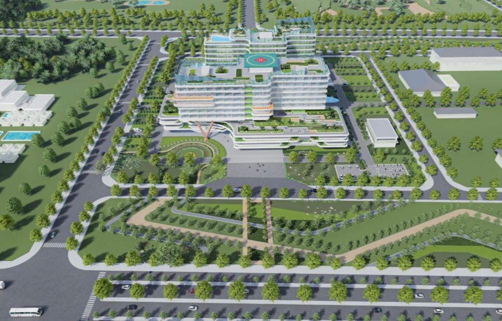 Phối cảnh bệnh viện đa khoa sau khi khu đất đấu giá.