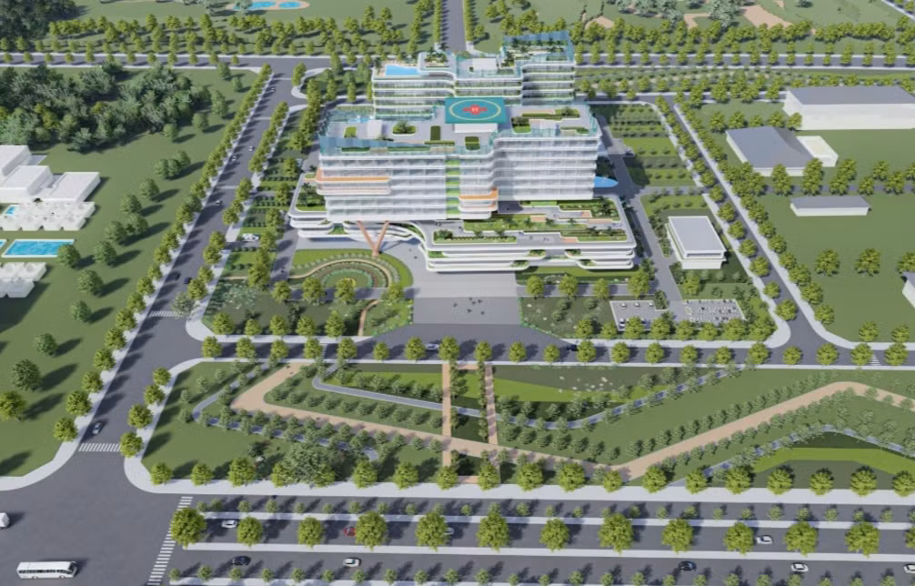 Phối cảnh bệnh viện đa khoa sau khi khu đất đấu giá.