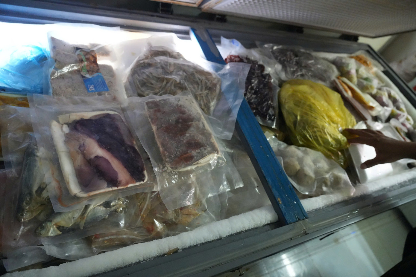 Thực phẩm đã sơ chế đông lạnh gồm trứng gà non, vú heo, gân bò... Thực phẩm đã sơ chế đông lạnh gồm trứng gà non, vú heo, gân bò...