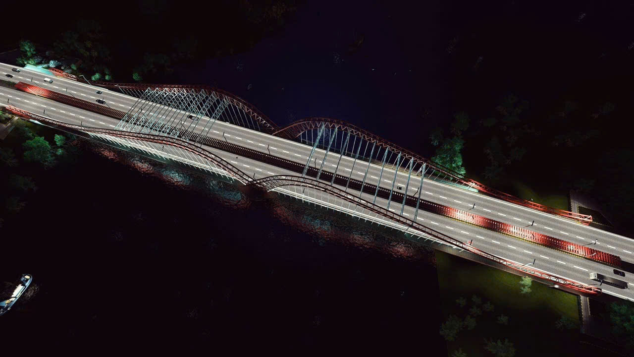 Cầu Cỏ May về đêm.