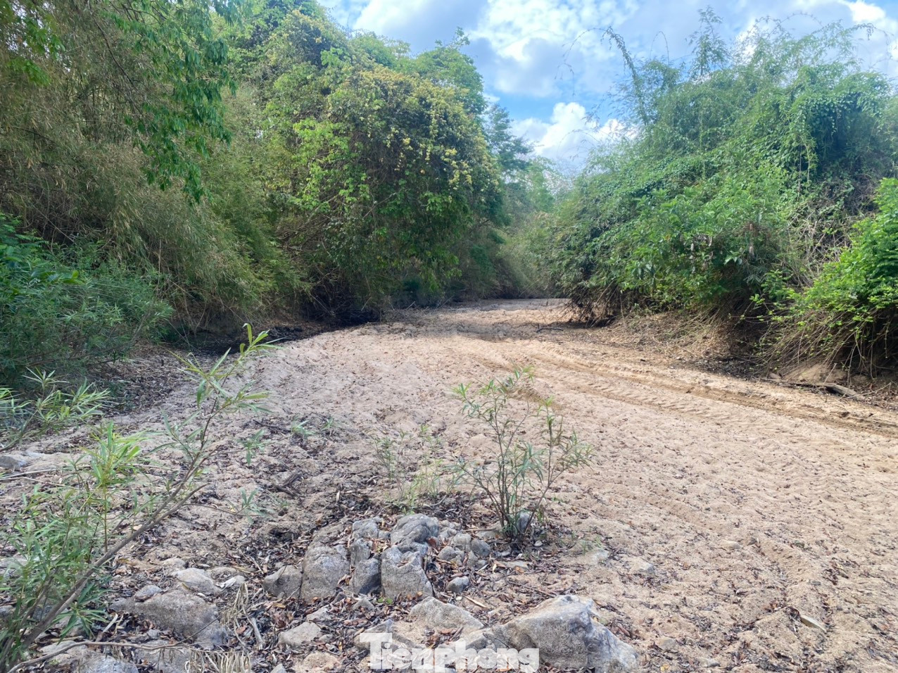 Xe cơ giới có thể chạy được dưới lòng con sông Bà Bích - nơi dự án Ka Pét chặn dòng sông Bà Bích để tích nước trong mùa mưa. Xe cơ giới có thể chạy được dưới lòng con sông Bà Bích - nơi dự án Ka Pét chặn dòng sông Bà Bích để tích nước trong mùa mưa.