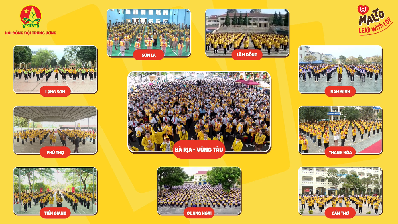 Tổ chức Kỷ lục Việt Nam (VietKings) xác nhận và chính thức trao Kỷ lục Việt Nam: Ngày hội "Tiến bước lên Đoàn" có số lượng trường trung học cơ sở trên cả nước tham gia màn đồng diễn bài “Tiến bước dưới cờ Đoàn và Lof Malto - Khi nào mình lớn” cùng lúc nhiều nhất Việt Nam. Tổ chức Kỷ lục Việt Nam (VietKings) xác nhận và chính thức trao Kỷ lục Việt Nam: Ngày hội "Tiến bước lên Đoàn" có số lượng trường trung học cơ sở trên cả nước tham gia màn đồng diễn bài “Tiến bước dưới cờ Đoàn và Lof Malto - Khi nào mình lớn” cùng lúc nhiều nhất Việt Nam.