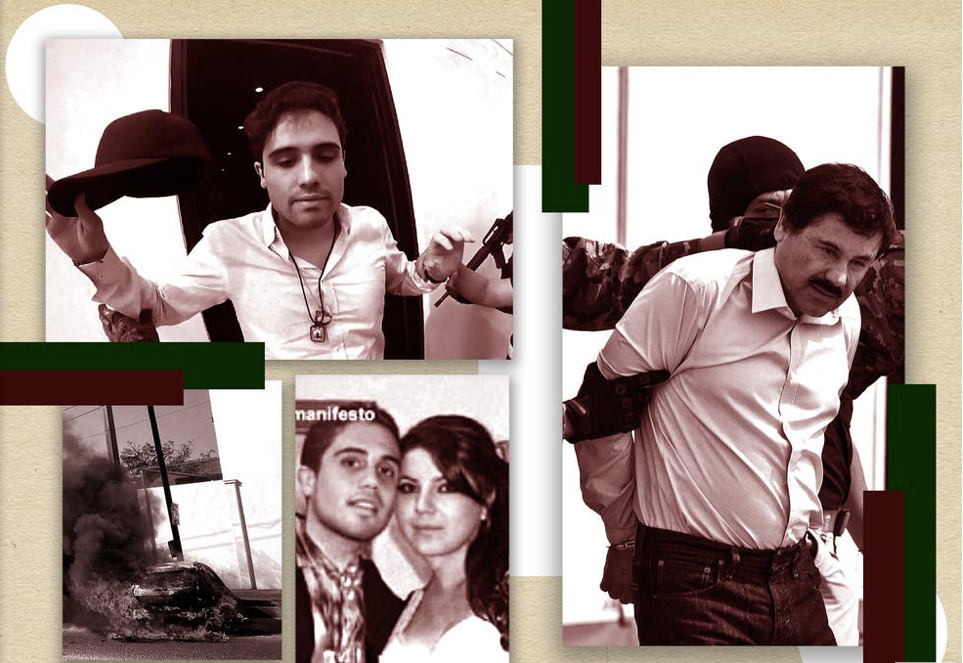 Ovidio Guzman (trên cùng bên trái) cùng vợ (góc dưới bên trái) và bố El Chapo Ovidio Guzman (trên cùng bên trái) cùng vợ (góc dưới bên trái) và bố El Chapo