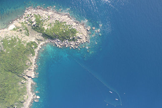 Không ảnh toàn cảnh điểm cực đông của Tổ quốc ở tọa độ 12038’52’’N, 109027’44’’E.