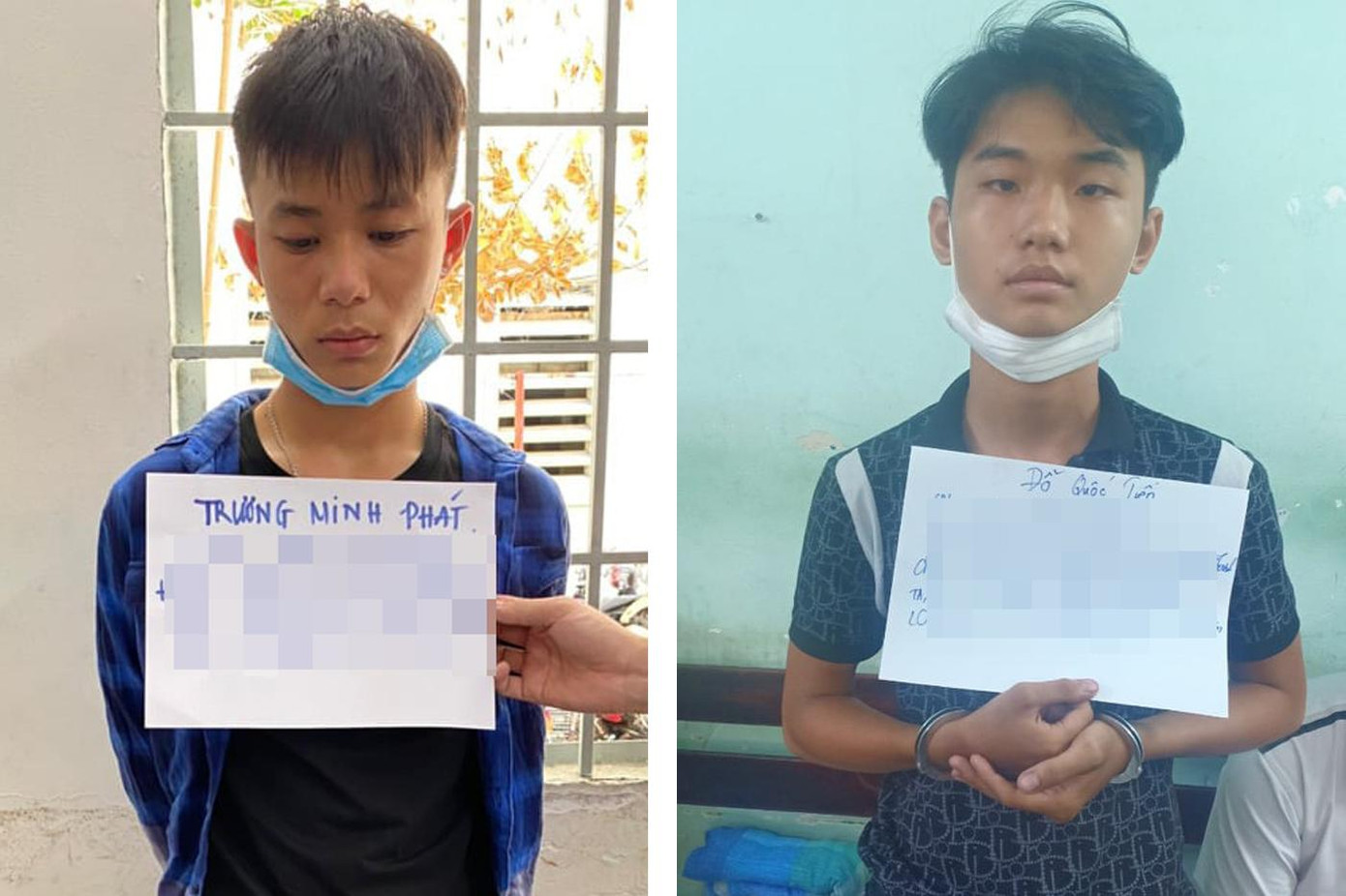 Phát và Tiến sau khi bị bắt.
