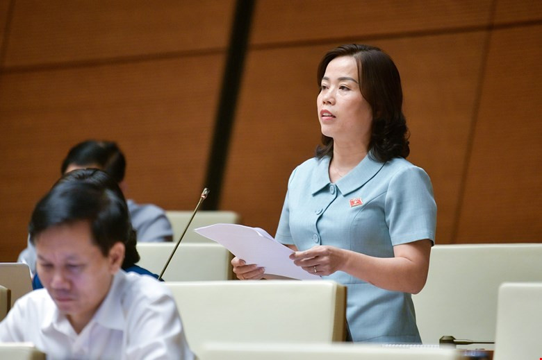 Bà Lý Thị Lan phát biểu tại Quốc hội. Ảnh: QH