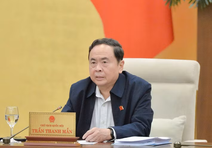 Chủ tịch Quốc hội Trần Thanh Mẫn phát biểu tại phiên họp. Ảnh: Hồ Long.
