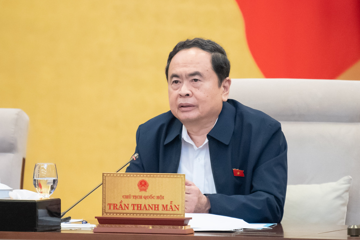 Chủ tịch Quốc hội Trần Thanh Mẫn phát biểu tại phiên họp. Ảnh: QH