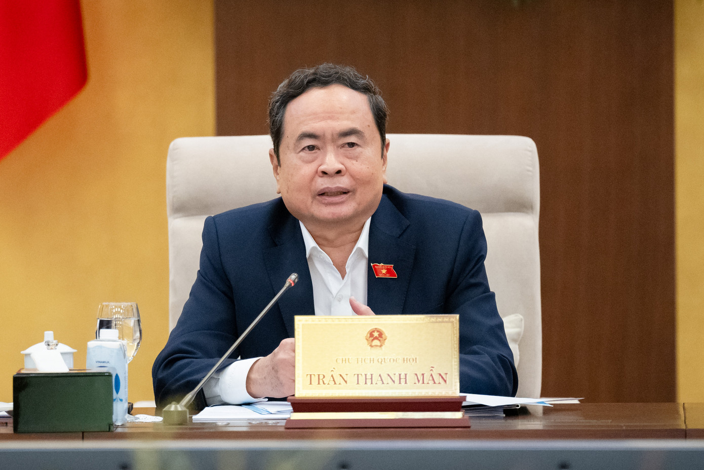 Chủ tịch Quốc hội Trần Thanh Mẫn phát biểu tại phiên họp. Ảnh: QH