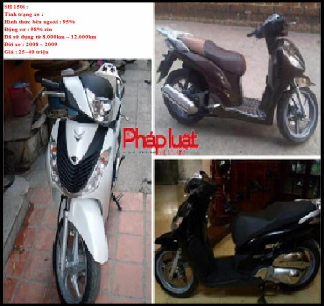 Các mẫu hình xe SH được cửa hàng chuyên cung cấp đăng quảng cáo trên web