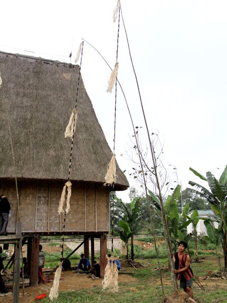 Dựng cây nêu trước nhà Rong