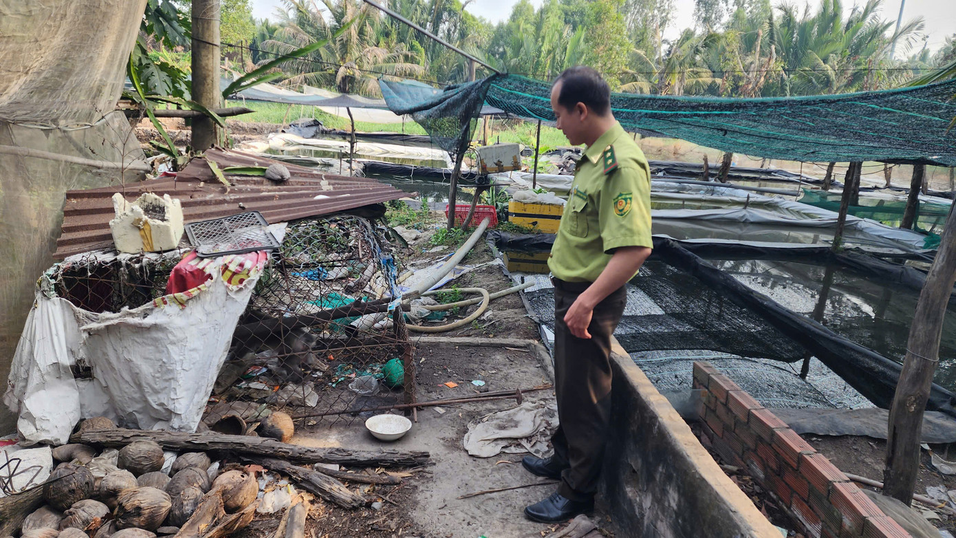 Cán bộ kiểm lâm có mặt để làm thủ tục tiếp nhận cá thể khỉ. Ảnh: A.X