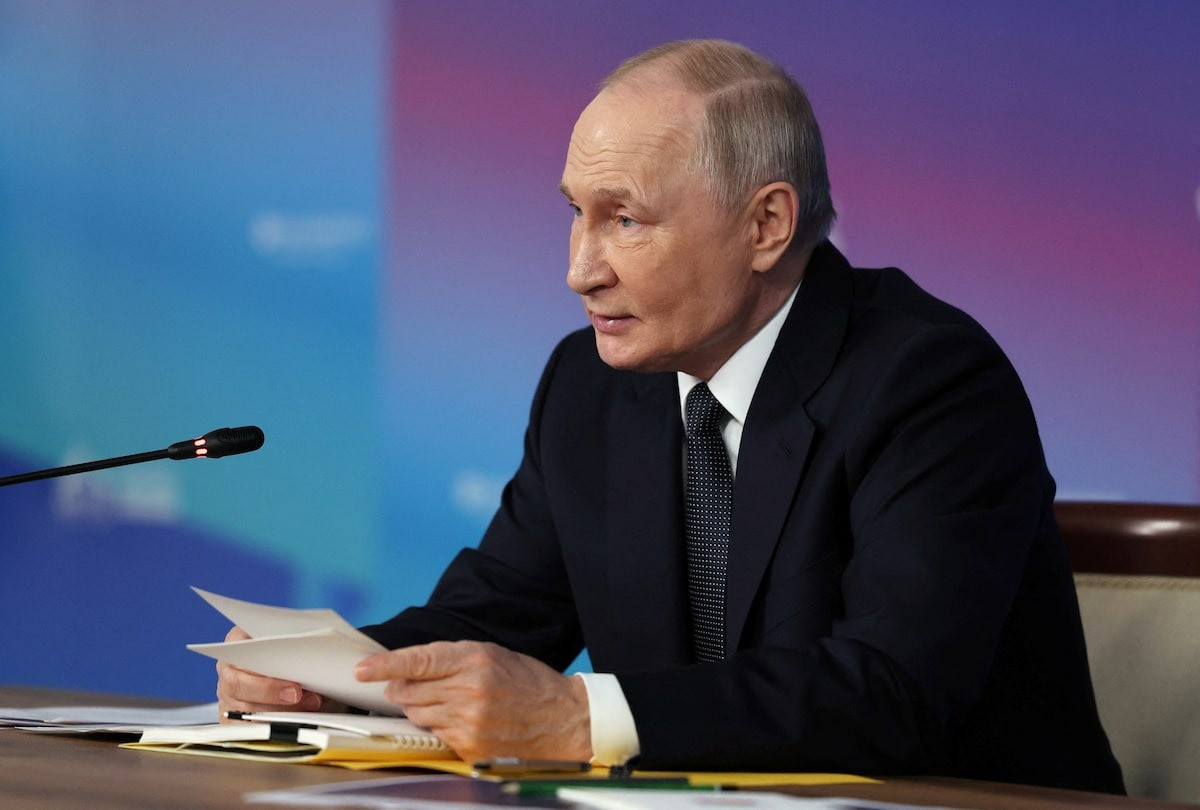 Tổng thống Nga Vladimir Putin phát biểu ngày 27/3. (Ảnh: Reuters)