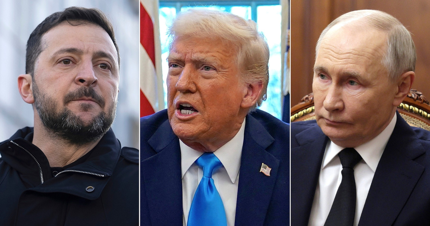 Tổng thống Ukraine Volodymyr Zelensky, Tổng thống Mỹ Donald Trump, Tổng thống Nga Vladimir Putin. (Ảnh: ABC News) Tổng thống Ukraine Volodymyr Zelensky, Tổng thống Mỹ Donald Trump, Tổng thống Nga Vladimir Putin. (Ảnh: ABC News)