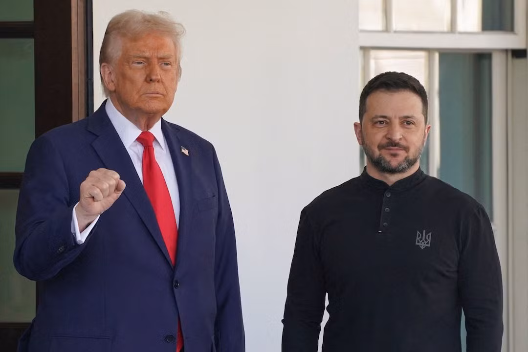 Tổng thống Mỹ Donald Trump đón Tổng thống Ukraine Volodymyr Zelensky tại Nhà Trắng. (Ảnh: Reuters)