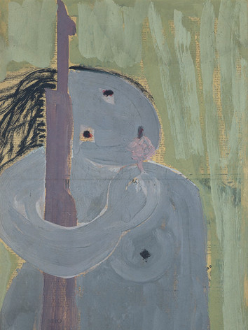 Tranh "Cô gái và khẩu súng". Ảnh: K.N. Tranh