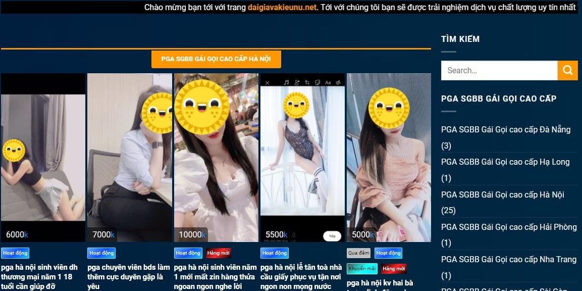 Trang web quảng cáo hình ảnh các cô gái có thân hình nóng bỏng.