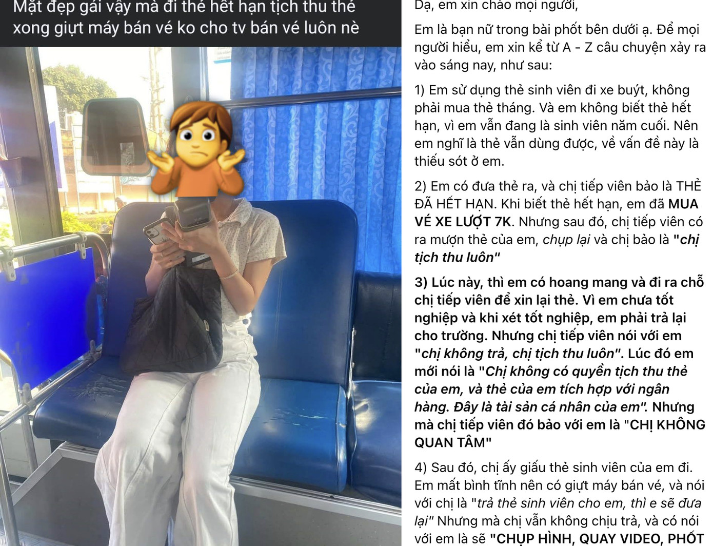 Bài đăng được chị T. chia sẻ trên mạng xã hội. (Ảnh chụp màn hình)