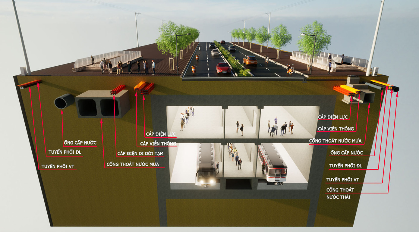 Phối cảnh các công trình hạ tầng kỹ thuật tuyến metro số 2 TPHCM. Ảnh: MAUR.