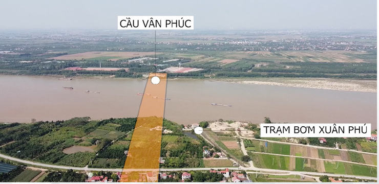 Vị trí cầu Vân Phúc được xác định xây dựng để vượt sông Hồng