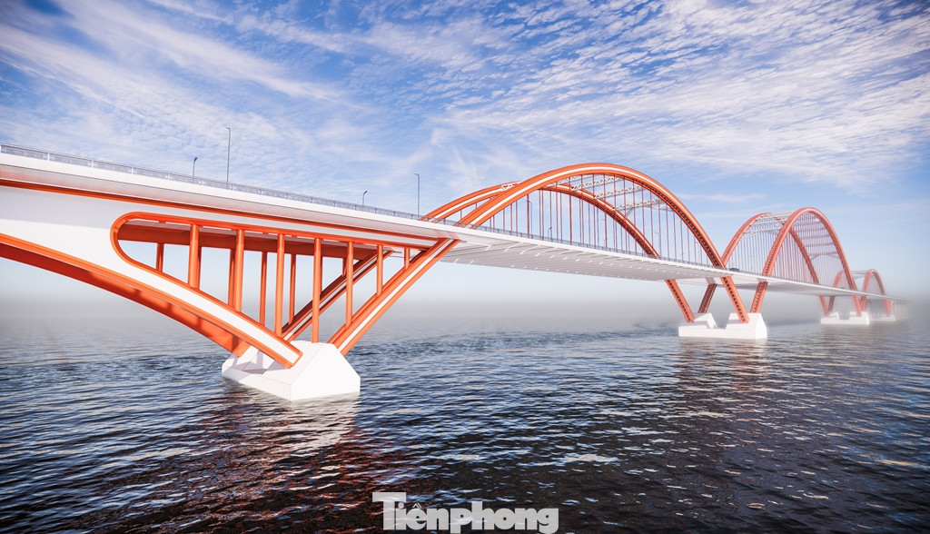 Thiết kế cầu có mái vòm thép uốn lượn.