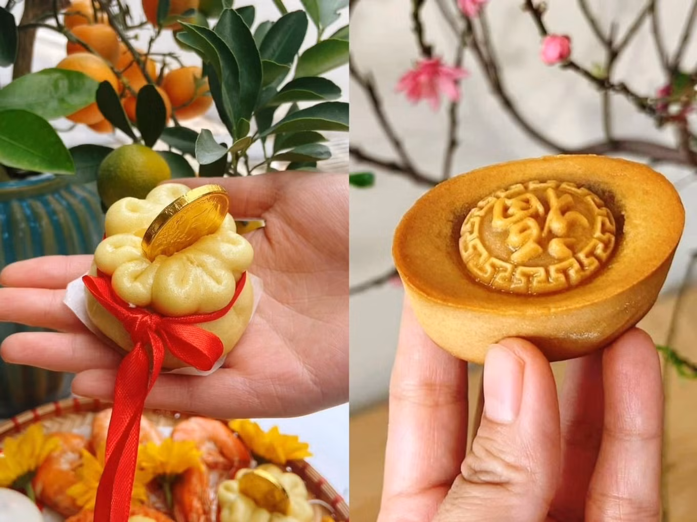 Bánh bao kim tiền, bánh thỏi vàng được nhiều người chọn mua để tự tay chuẩn bị mâm cúng (Ảnh: Nhân vật cung cấp). Bánh bao kim tiền, bánh thỏi vàng được nhiều người chọn mua để tự tay chuẩn bị mâm cúng (Ảnh: Nhân vật cung cấp).