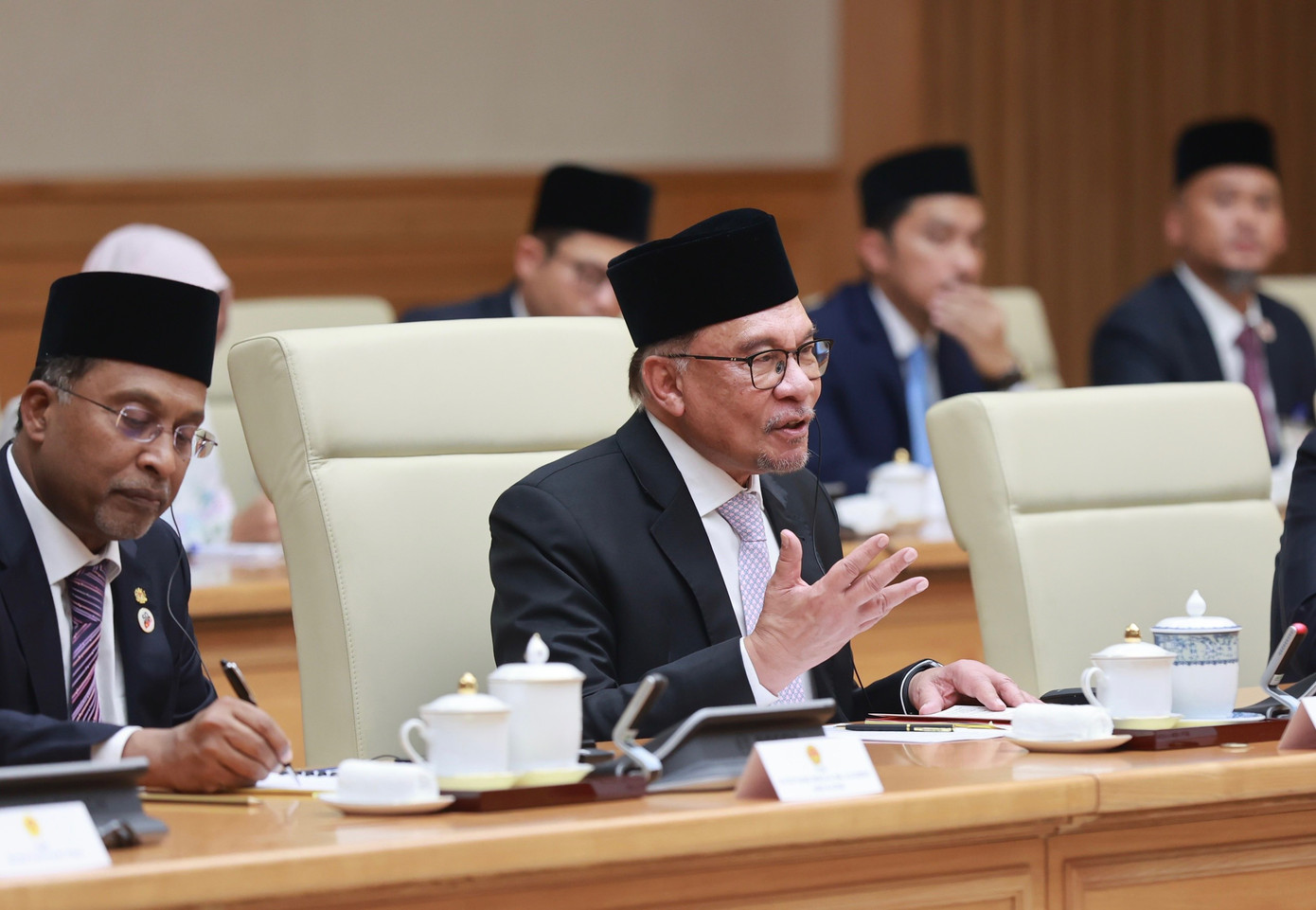 Thủ tướng Malaysia Anwar Ibrahim tại buổi hội đàm. (Ảnh: Như Ý)