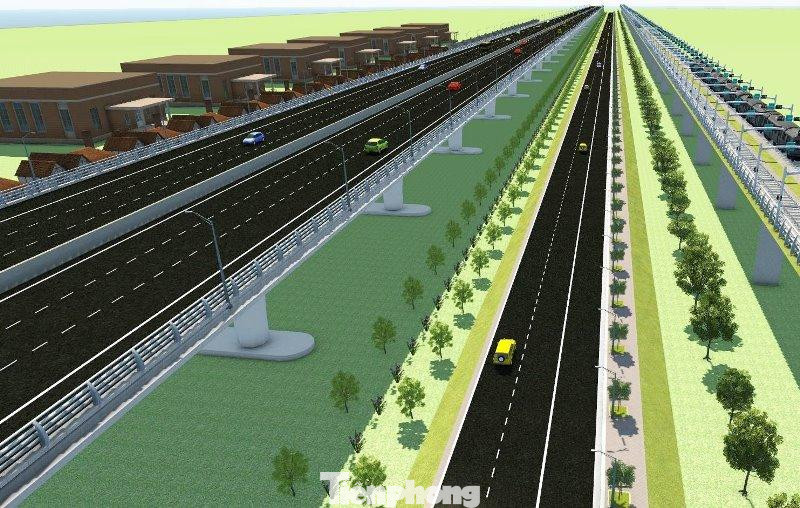 Đường gom (đường đô thị) chạy song song hai bên đi bằng với 3 làn xe, trong đó có một làn khẩn cấp.