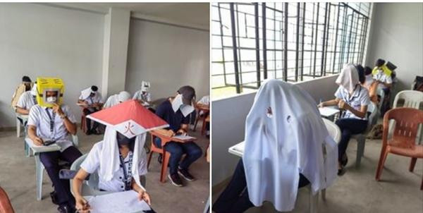 Có sinh viên trông như hóa trang Halloween. Ảnh: Mary Joy. Có sinh viên trông như hóa trang Halloween. Ảnh: Mary Joy.