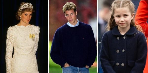 Cả 3 thế hệ: Công nương Diana, Hoàng tử William và giờ là Công chúa Charlotte đều có ánh mắt nhìn hất lên rất giống nhau. Ảnh: Getty. Cả 3 thế hệ: Công nương Diana, Hoàng tử William và giờ là Công chúa Charlotte đều có ánh mắt nhìn hất lên rất giống nhau. Ảnh: Getty.