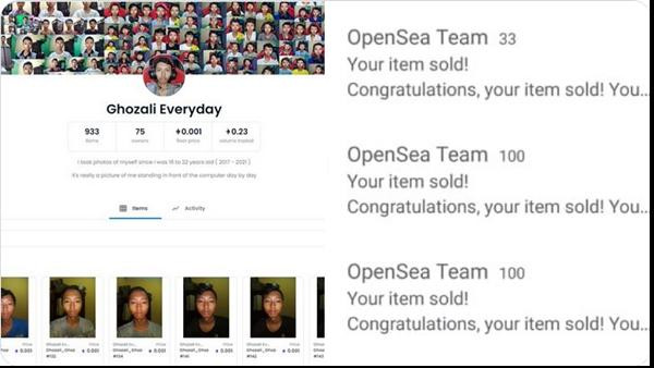 Ai ngờ ảnh của Ghozali lại bán được (dưới dạng NFT) liên tục thế này. Ảnh: Ghozali.