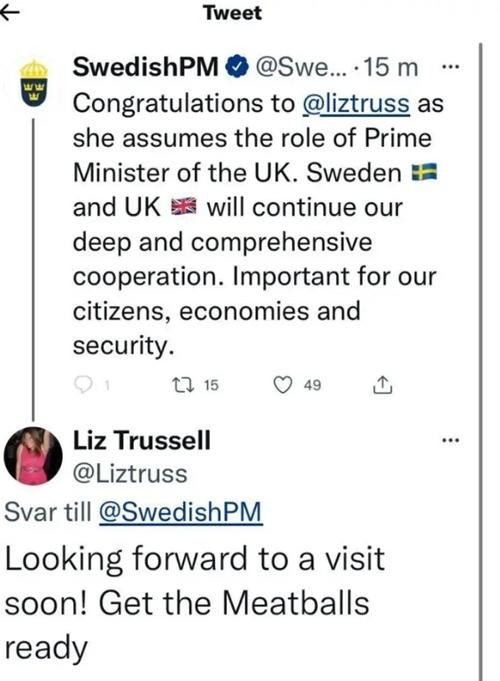 Thủ tướng Thụy Điển tag nhầm người. Ảnh: Twitter. Thủ tướng Thụy Điển tag nhầm người. Ảnh: Twitter.