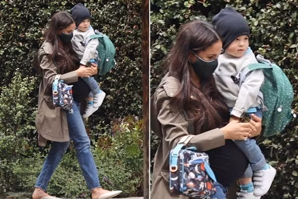 Ảnh Meghan và con trai Archie được cho là "bị rò rỉ" ngay trước sinh nhật Hoàng tử Louis. Ảnh: Twitter.