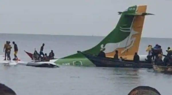 Máy bay lao xuống hồ nước. Ảnh: WION.