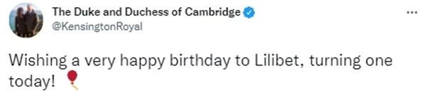 Nhà William - Kate chúc mừng sinh nhật Lilibet, nhưng không đăng kèm ảnh. Ảnh: Twitter. Nhà William - Kate chúc mừng sinh nhật Lilibet, nhưng không đăng kèm ảnh. Ảnh: Twitter.