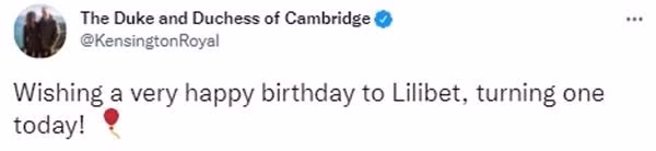 Nhà William - Kate chúc mừng sinh nhật Lilibet, nhưng không đăng kèm ảnh. Ảnh: Twitter.