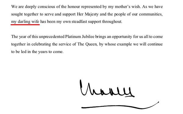 Một phần thông điệp của Thái tử Charles. Ảnh: Twitter. Một phần thông điệp của Thái tử Charles. Ảnh: Twitter.